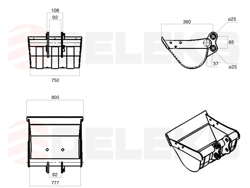 balde para miniescavador m100 800